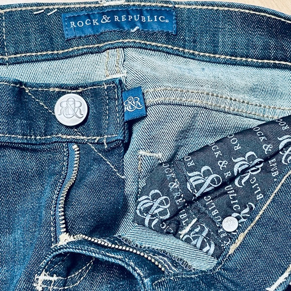 Rock & Republic NEW Women's Size 4 Jeans BootCut Sequined Pockets DARK BLUE - Picture 8 of 12